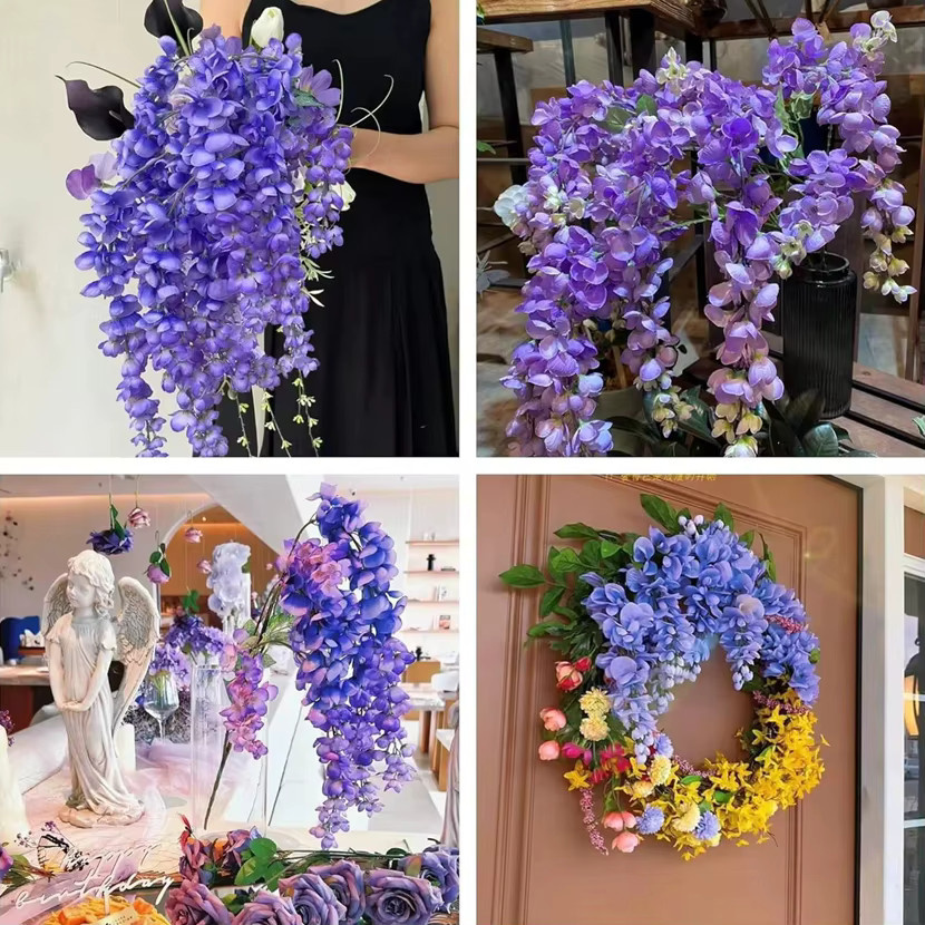 TTCY Künstliche Rattan-Blumen Girlande in Lila für Wanddekoration und Hochzeitsdeko - Bild 3