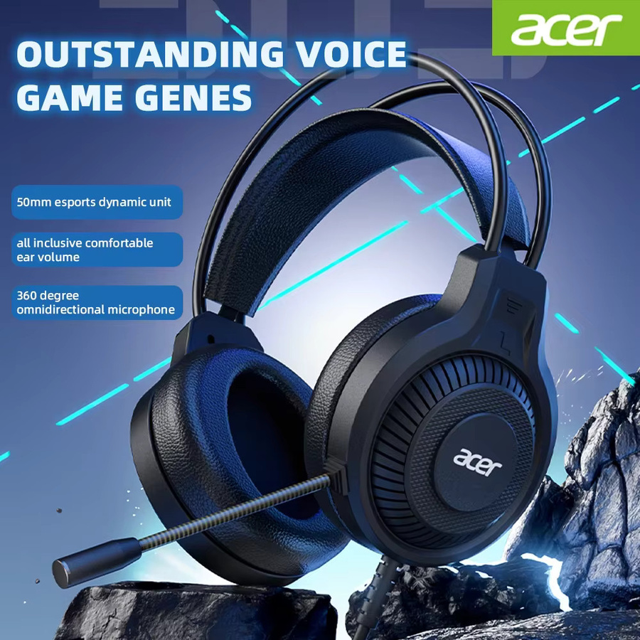 Acer OHW303 Gaming Headset mit 7.1 Virtual Surround Sound, Bass-Kopfhörer mit LED-Beleuchtung und Mikrofon, Schwarz - Bild 2