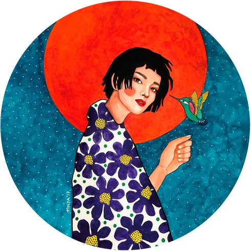 K&L Wall Art Vliestapete Hülyae Sonne Kolibri Vogel, mehrfarbig, matt - Bild 1