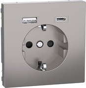Merten Steckdose mit USB Ladegerät Typ MEG2367-6050 Unterputz in Silber/Grau - Bild 1