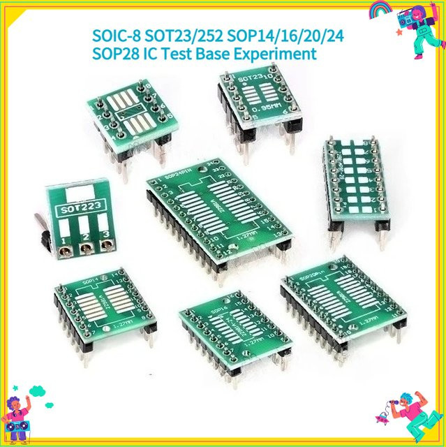 5 Stück PCB-Platine SMD zu DIP Adapter Konverterplatte in Grün für SOP 8/14/16/20/24/28P SOT89 SOT23 SOT223 MSOP TSSOP - Bild 1