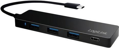 LogiLink UA0311 USB-Hub mit 4 USB-A Ports und USB-C Stecker, USB 3.1 Gen1 5 GBit/s, Schwarz - Bild 1