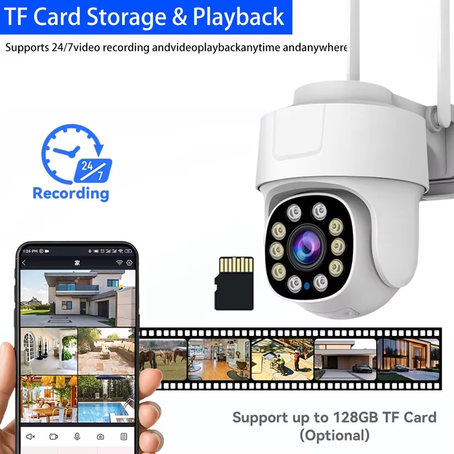 Overscam 5MP Wi-Fi PTZ IP-Kamera mit HD-Objektiv, Outdoor IP66 Wasserdicht, Auto-Tracking und Zwei-Wege-Audio, Farbe: Weiß - Bild 3
