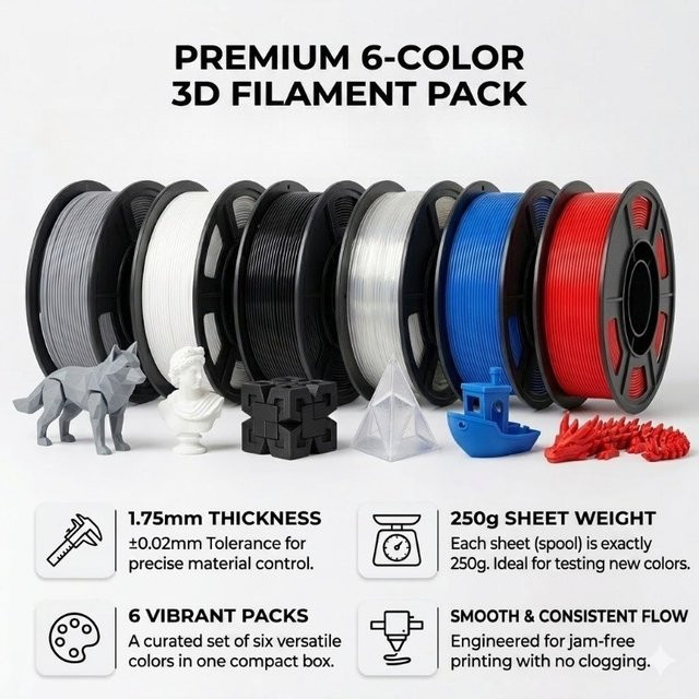 Filajoy3d TPU 95A Professionelles 3D-Druck-Filament für FDM, 1,75 mm, 6 x 250 g - Bild 1