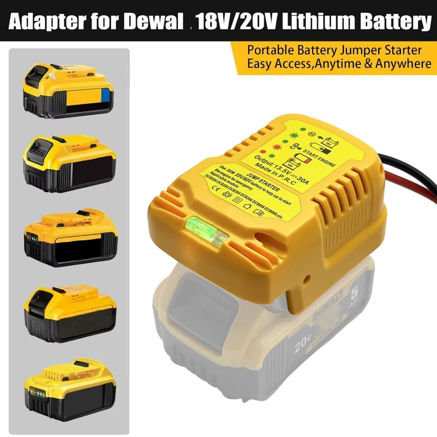 DeWalt Starthilfe-Adapter für 20V Akku mit Kabelklemmen in Gelb - Bild 3