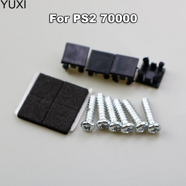 Yuxi Gummipads und Schraubenschutz-Set für PS2 Konsole in Schwarz - Bild 1