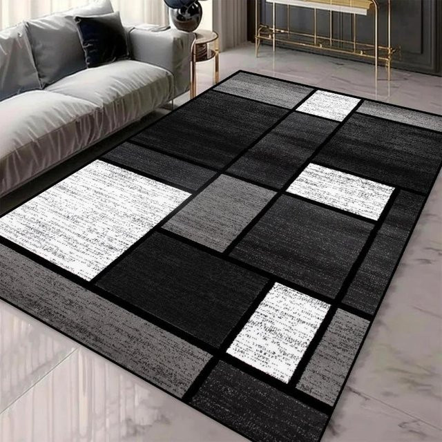 Lodestar Moderner Teppich mit geometrischem Muster in Rot und Blau, Waschbare Bodenmatte für Wohnzimmer und Schlafzimmer, B: 120 cm, L: 160 cm - Bild 1