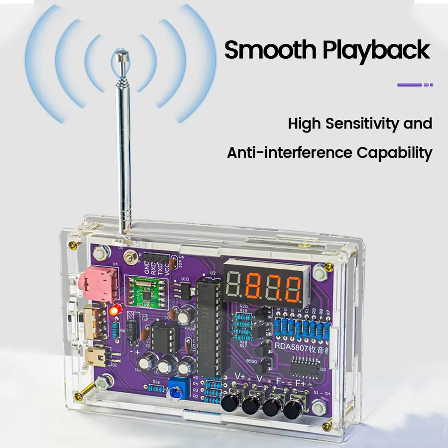 DIY FM Radio Elektronik-Bausatz mit digitalem Display und einstellbarer Frequenz 87-108 MHz, RDA5807S Lötkit in Multicolour - Bild 2