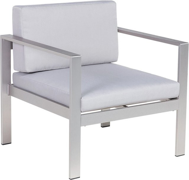 Beliani Gartenstuhl aus Aluminium in Grau mit Polsterung und Armlehnen, B/T/H: 70 x 77 x 80 cm - Bild 1