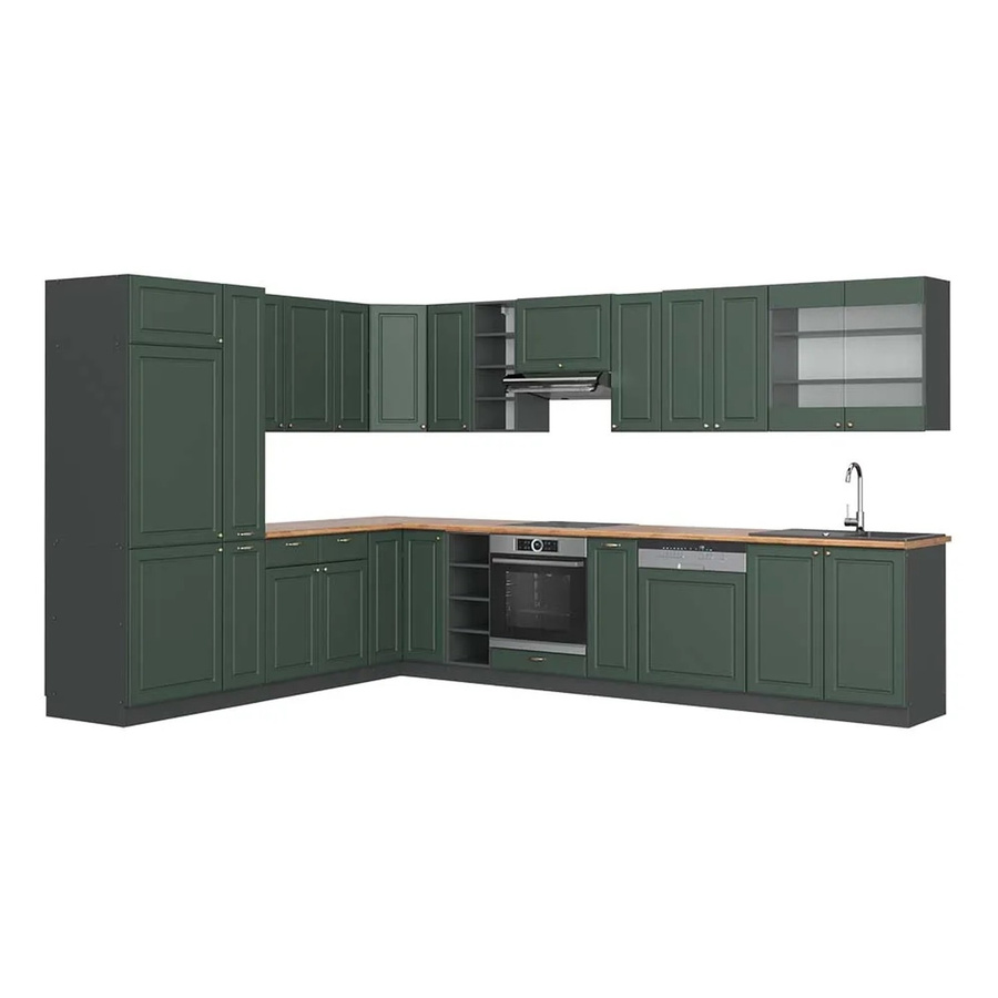 Vicco Fame-Line Eckküche Landhausstil in Grün und Anthrazit mit Eiche-Optik, B: 347 cm, B: 257 cm - Bild 2