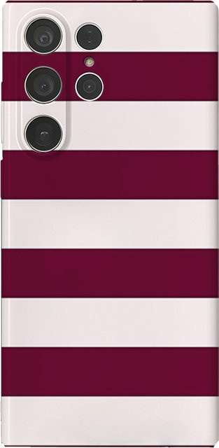 Glänzende Handyhülle mit burgunderroten und weißen Streifen für Samsung Galaxy S25 S24 S23 Ultra Plus A35 A55 HD-Hartschale - Bild 1