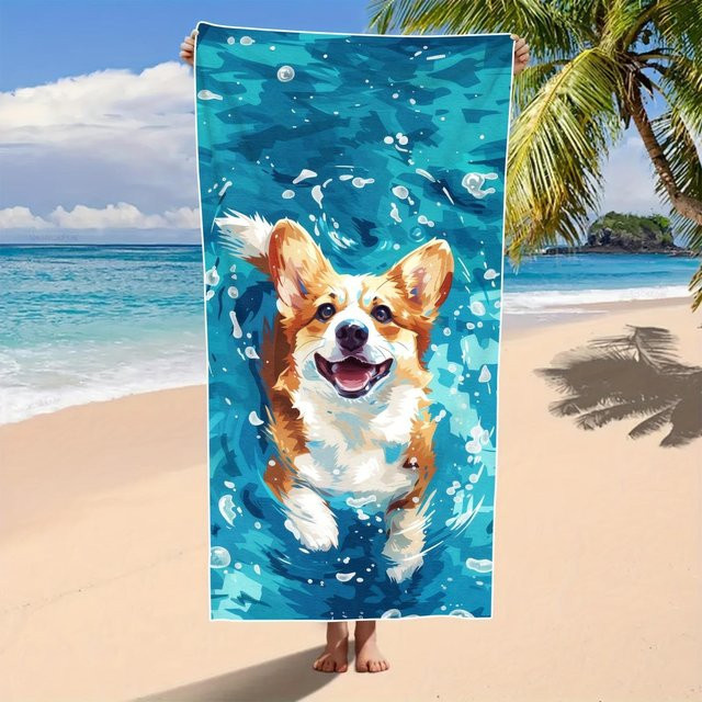 Strandtuch Ka Chen Muda mit süßem Cartoon-Hundemuster, weich und saugfähig, Breite: 30 cm, Höhe: 60 cm - Bild 1
