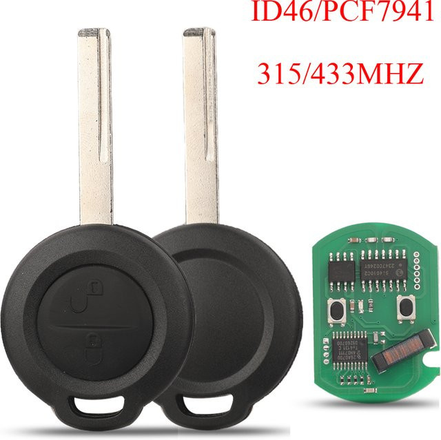 Jingyuqin Smart ID46 Chip Fernbedienung für Mitsubishi Colt 2002–2012 und Cabriolet 2006–2008, 2 Tasten, MN 901621, 315/433 MHz, HU56, Schwarz - Bild 1