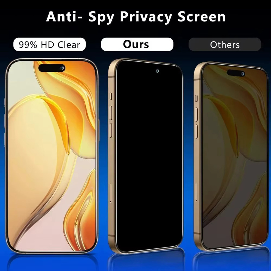 5 Stück Anti-Spionage-Hartglas Displayschutzfolie für Apple iPhone 17 16 15 14 13 12 11 Pro Max Plus XR XS in Transparent - Bild 3