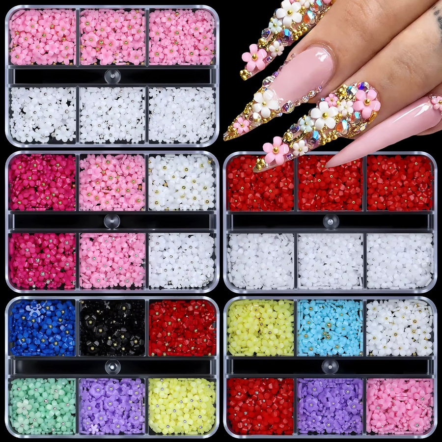 Misscheering Nagelkunst-Charms, 3D Acryl-Blumen und Perlen, Glänzend - Bild 1