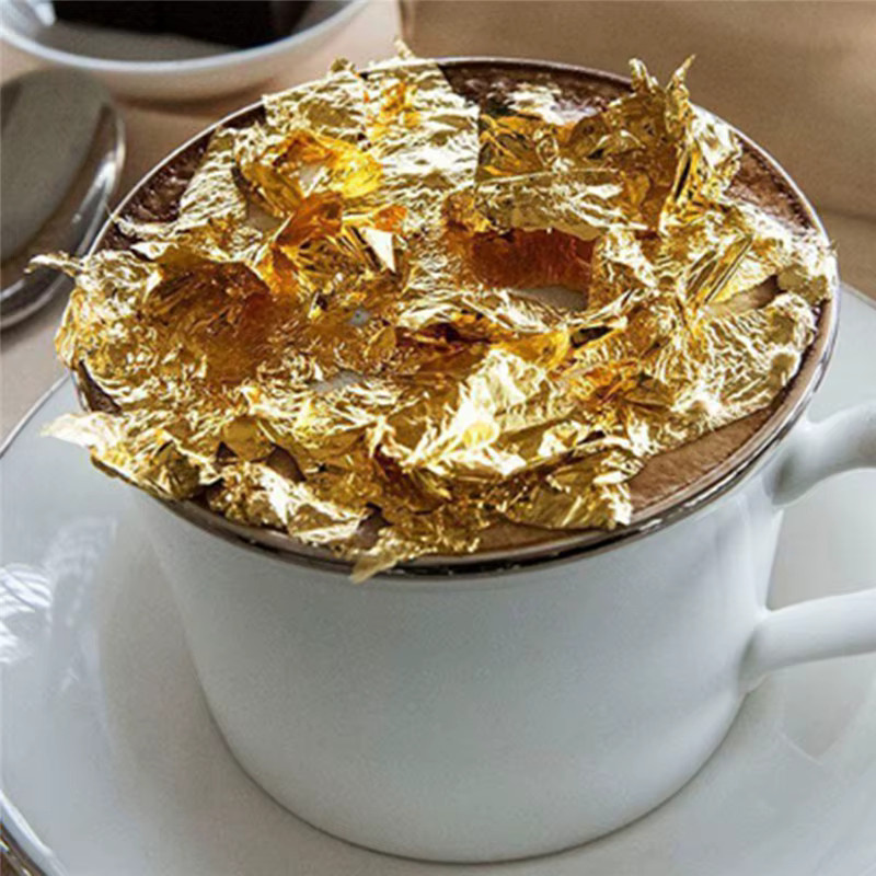 100 Stück reine 24 Karat Goldfolie in Gold für Lebensmitteldekorationen und DIY-Handwerksprojekte - Bild 2