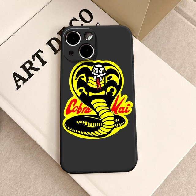 Martial Arts TV C-Cobra K-Kai Handyhülle für iPhone 17 Air 16 15 14 Plus 13 12 11 Pro Max 16e stoßfest mit transparenter HD-Rückseite in Schwarz - Bild 1