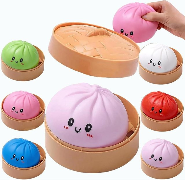 GSF Dumpling-Stressball mit Dampfgarer, bunter Quetsch-Teigball, 2-teiliges Set - Bild 1