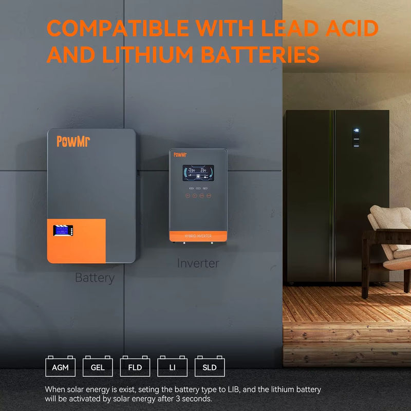 PowMr Hybrid-Solarwechselrichter 4 kW, 24 V auf 110 V, netzunabhängig ohne Batterie mit MPPT 140 A Solarbatterieladegerät, Grau - Bild 2