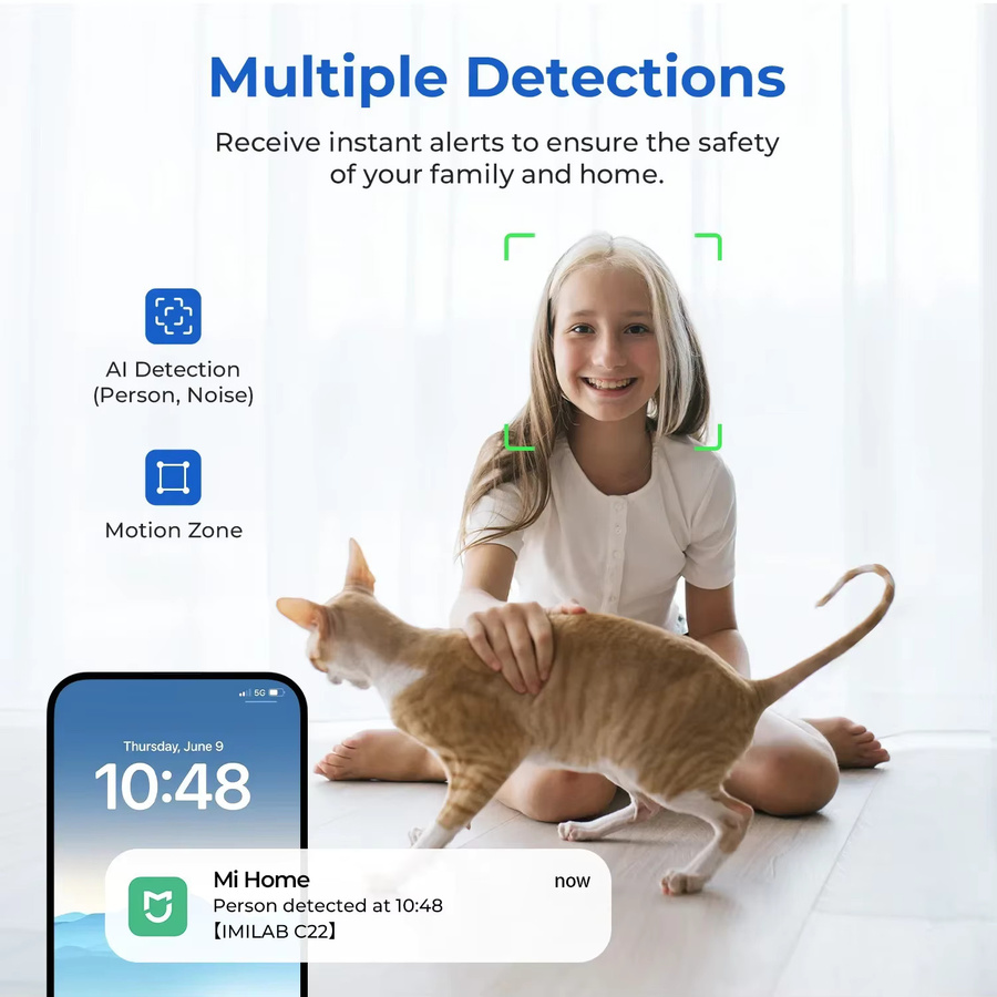 IMILAB C22 3K Sicherheits-Innenkamera mit 360° Überwachung, Farbnachtsicht und KI-Erkennung für Baby- und Haustierüberwachung via WiFi6 - Bild 4