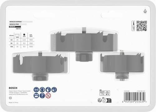 Bosch Lochsägen-Set für Holz und Trockenbau mit Aufsteckhalter und Zentrierbohrer, Durchmesser: 68 mm, 86 mm, 100 mm, Tiefe: 27 mm - Bild 1