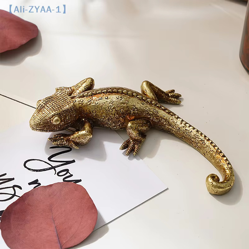 JETTING Gecko Wanddekoration Goldene Eidechse aus Kunstharz als Wandskulptur für Zuhause und Garten - Bild 2