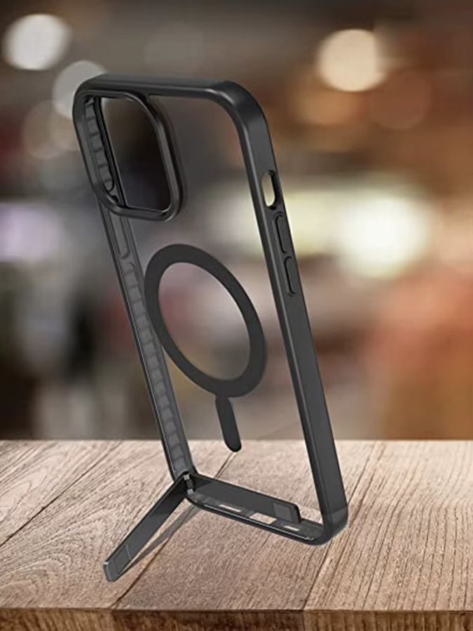 Magnetische Apple iPhone Schutzhülle mit integriertem Ständer in Schwarz - Bild 7