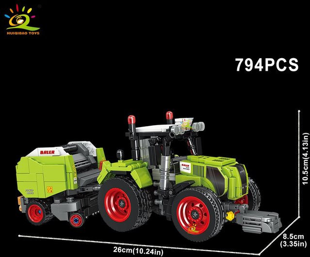 HUIQIBAO MOC Landwirt LKW Bausteine, Traktor, Grubber, Mähdrescher, Fahrzeuge, ab 14 Jahren - Bild 1