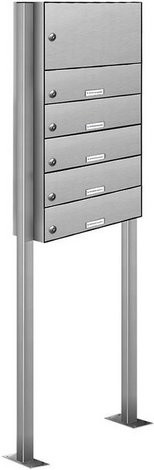 AL Briefkasten für 5 Parteien mit Zaundurchwurf, silberfarben, B/H/T: 46,5 x 170 x 27,5 cm - Bild 1