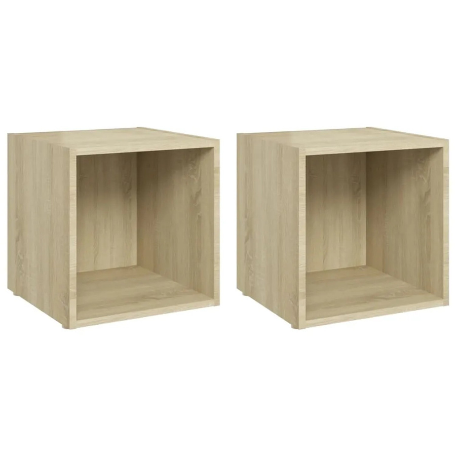 Set aus 2 vidaXL TV-Schränken in Sonoma Eiche, Farbe Beige/Braun, B/T/H: 37 x 35 x 37 cm - Bild 2