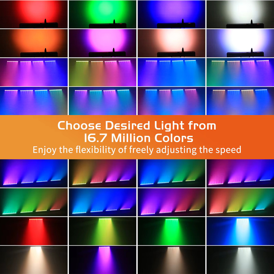 U'King 2er Set RGBWA + UV 6in1 LED Wall Washer mit DMX512, wiederaufladbare Bühnenbeleuchtung für DJ, Party und Hochzeit, Schwarz - Bild 3