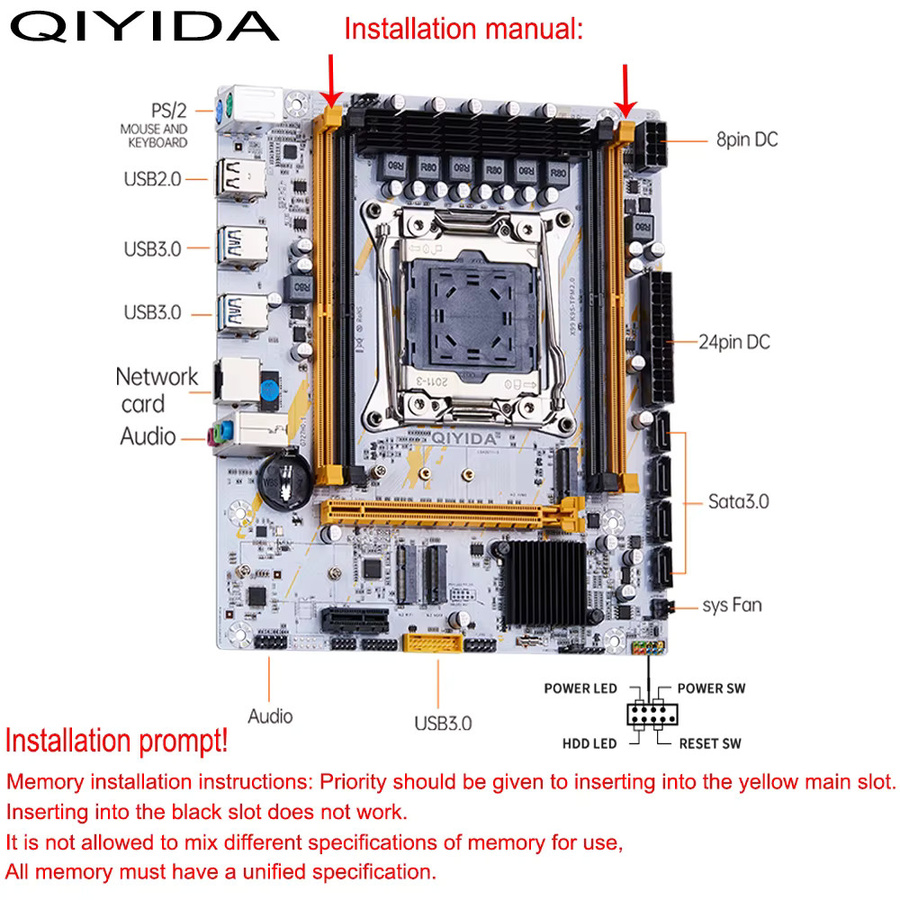QIYIDA X99 Motherboard-Set mit Intel Xeon E5 2670 V3 CPU, 8GB DDR4 RAM, M-ATX Formfaktor und NVME M.2 Unterstützung - Bild 4