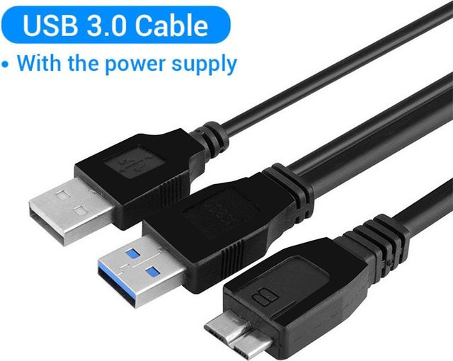 USB 3.0 Y-Kabel von Seagate mit USB-A Stromversorgung auf Micro-B für externe Festplatten, Schwarz - Bild 1
