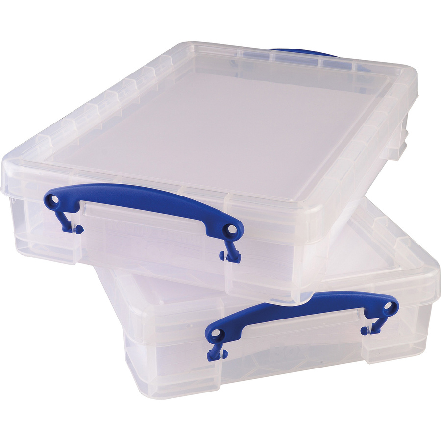 Really Useful Box Aufbewahrungsbox mit Deckel und Klappgriffen, transparent, Volumen 4 l, B/H/T: 39,5 x 8,8 x 25,5 cm - Bild 1
