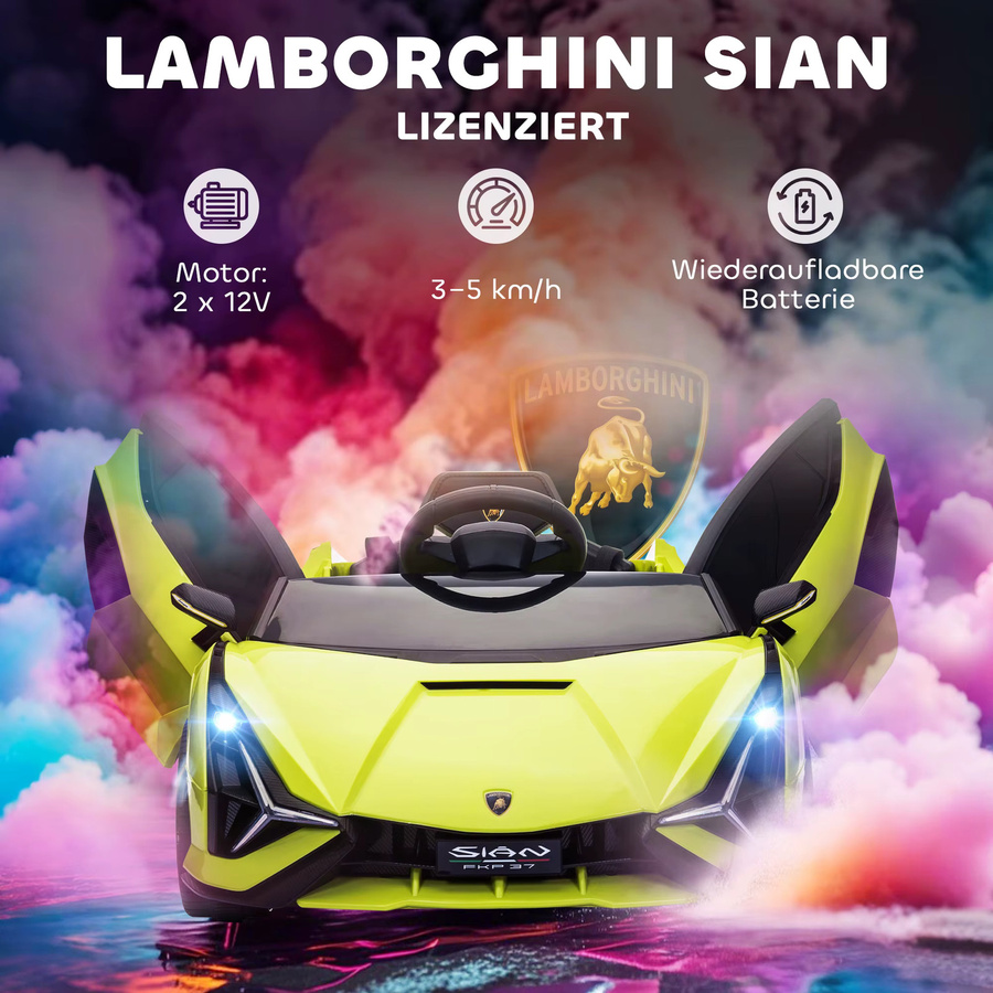 HOMCOM Lamborghini Kinder Elektroauto mit Licht und Sound, Grün - Bild 4