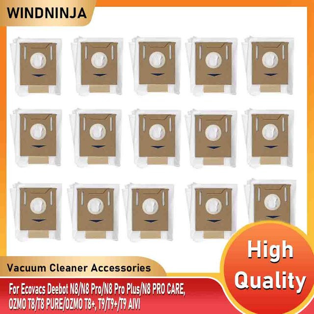 WINDNINJA Staubbeutel Ersatzset für ECOVACS T8, T8+, T8 AIVI, T9, T9+, T9 Plus, N8, AIVI+, OZMO, N9, N10 und N8 Pro Plus Roboterstaubsauger Zubehör - Bild 1