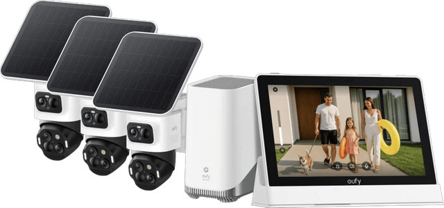 eufyCam S4 3er-Pack mit HomeBase 3 und Smart Display E10 Wi-Fi Überwachungskamera Set, Weiß - Bild 1
