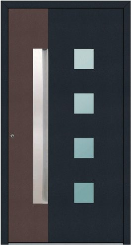KNOCK Aluminium-Haustür Marte mit Glaseinsatz in Anthrazit und Sepiabraun, modern und beschichtet - Bild 1