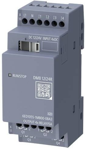 Siemens Logo! 9 SPS-Erweiterungsmodul 6ED1055-1MB00-0BA3, 24 V/DC, 12 V/DC, grau - Bild 1