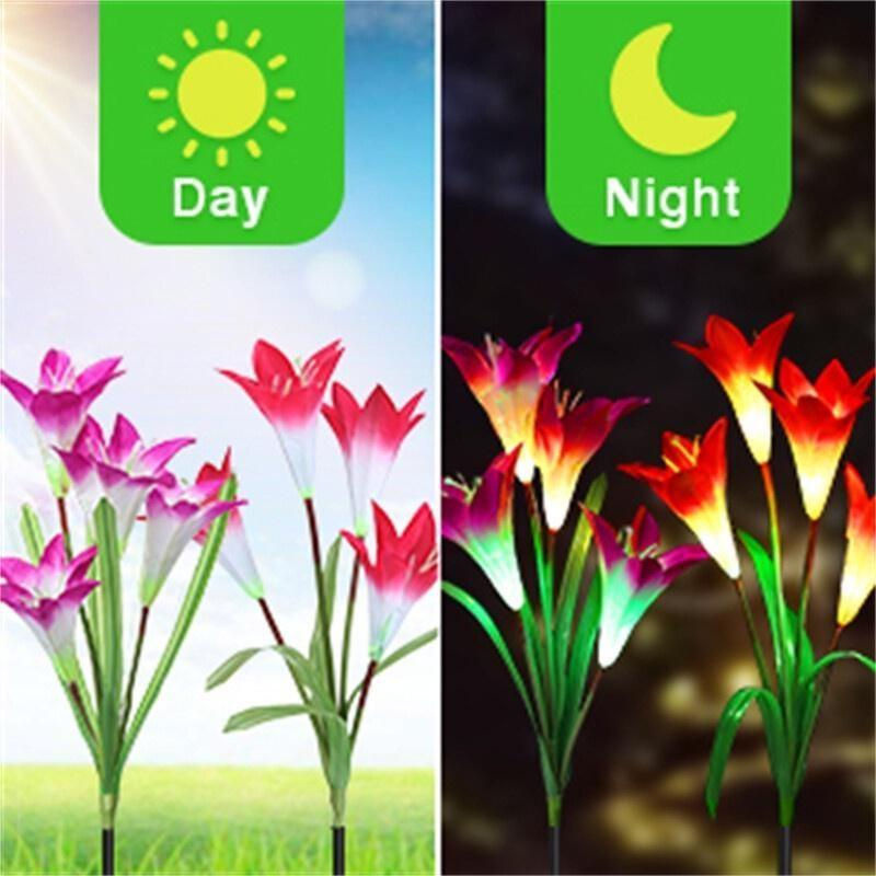 Solar Lily Bodenleuchte von yuyongzhi in Violett, wasserdichte Solar-Gartenleuchten in Blumenform - Bild 7