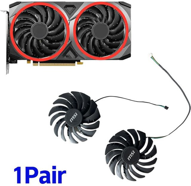 MSI Grafikkartenlüfter PLD10010S12HH in Schwarz für GeForce RTX 3070 3060 3060Ti VENTUS 2X OC mit 95 mm Durchmesser - Bild 1
