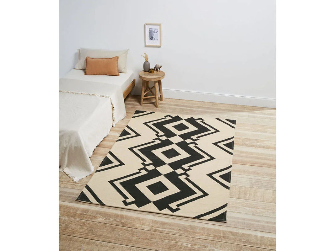 LIVARNO HOME Baumwollteppich in Schwarz und Beige, B/T: 140 x 200 cm - Bild 4