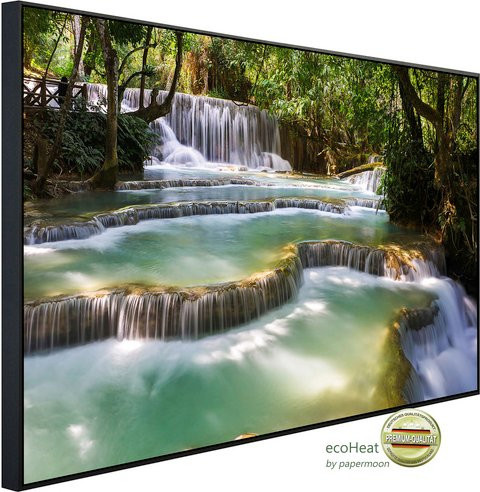 papermoon Infrarotheizung EcoHeat Waldwasserfall Laos mit Matt-Effekt in Bunt, App-Steuerung und Überhitzungsschutz - Bild 1