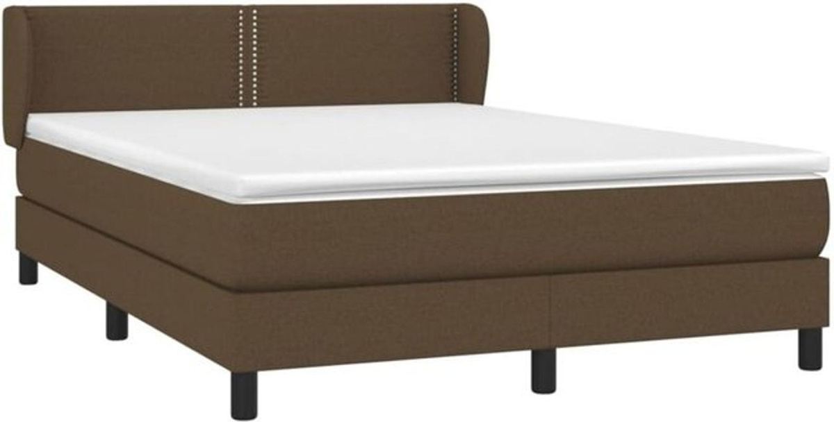 vidaxl Boxspringbett mit Matratze aus Stoff und Massivholz in Braun, B/T/H: 140 x 190 cm - Bild 1