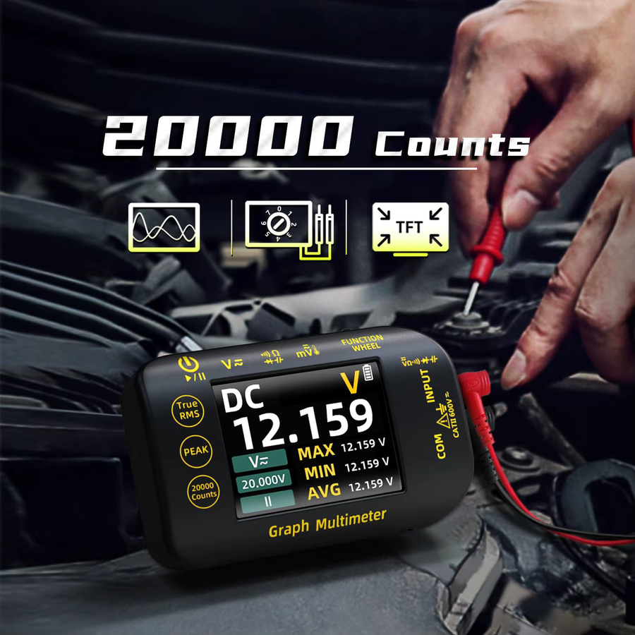 BSIDE S450 Grafisches Digitalmultimeter Datenaufzeichnungsgerät in Schwarz mit Akku für Photovoltaik und Bergbau, TRMS Voltmeter und Tester für Spannung, Temperatur, Widerstand sowie Kapazität und Diode - Bild 2
