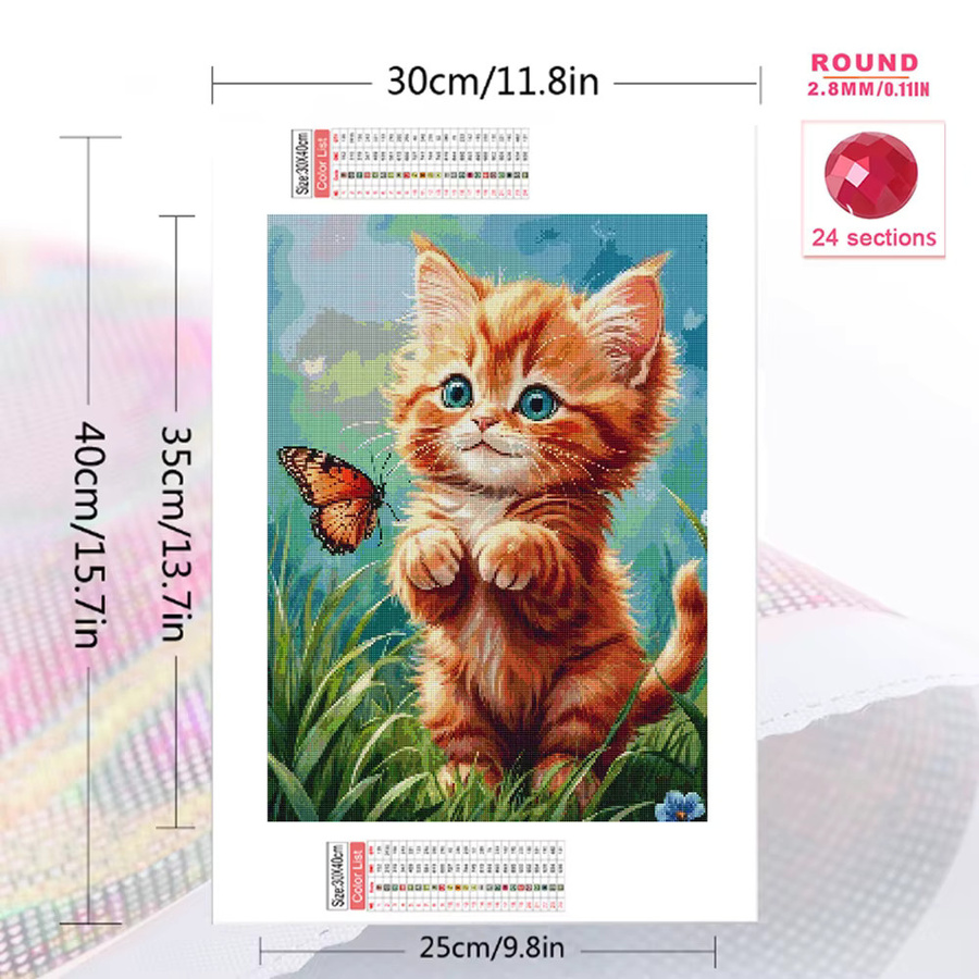 Evershine Diamant-Stickerei Katze, Mosaik, Bunt, Kinder-Hobby - Bild 2