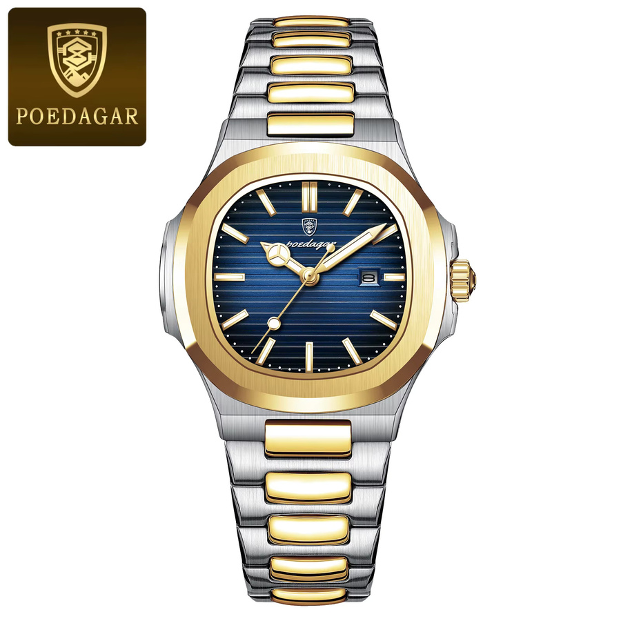 POEDAGAR Armbanduhr Edelstahl, Quarz, Blau, Silber, Damen - Bild 6
