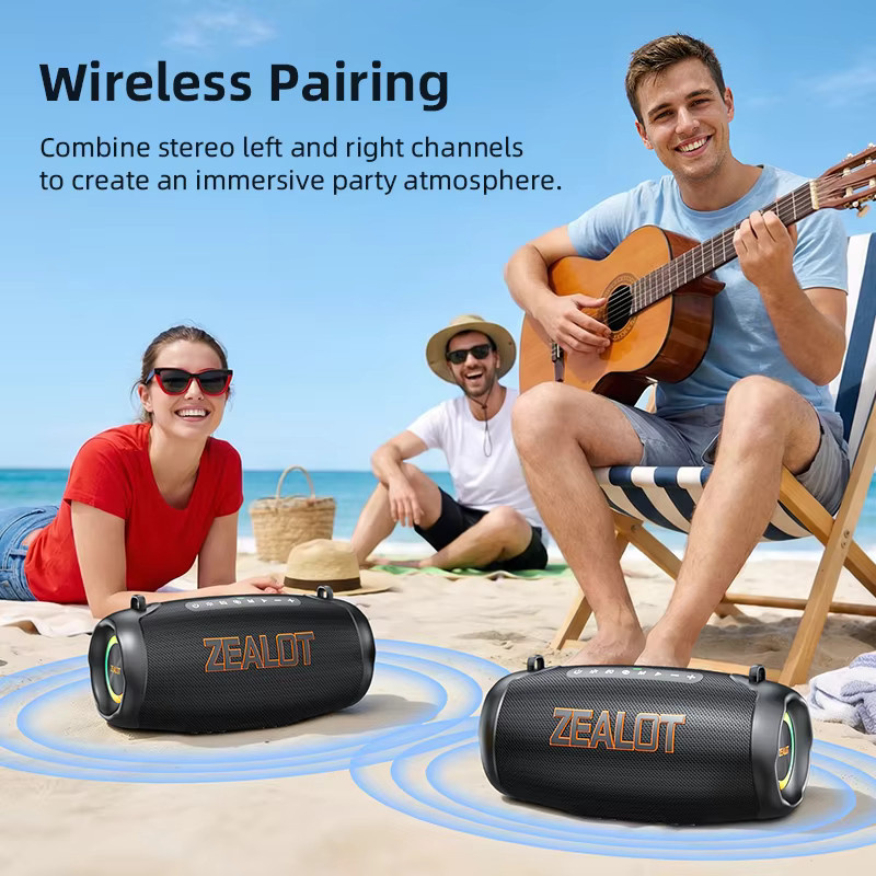 Zealot P16 Bluetooth Lautsprecher mit 60W HiFi Klang, RGB-Rhythmuslichtern und 8000mAh Akku in Schwarz oder Grün - Bild 5