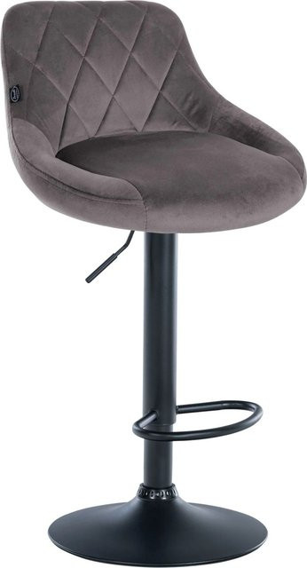 DELUKE Barhocker FALON Barstuhl aus Samt in Grau mit Lehne und 360 Grad Drehbarkeit, B/T/H: 46 x 49 x 83 cm - Bild 1