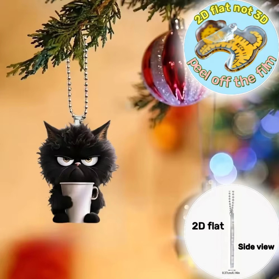 2D Fun Coffee Schlüsselanhänger, Schwarze Katze, Acryl, Unisex - Bild 2